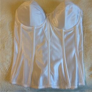 Dominique Corset Style Top White Size 38 C w/Flower